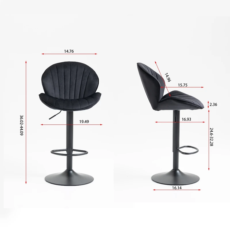 Streamdale Adjustable Counter-Height Bar Stools with Backrest and Footrest (Set of 2)