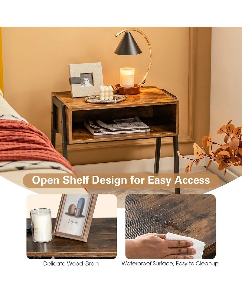 Sugift 2 Pieces Stackable Night Stand Bedside End Table Set