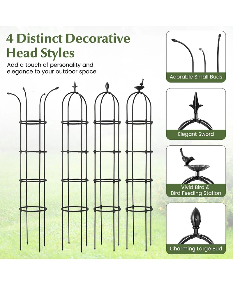2-Pack Garden Obelisk Trellis for Climbing Plants-Black