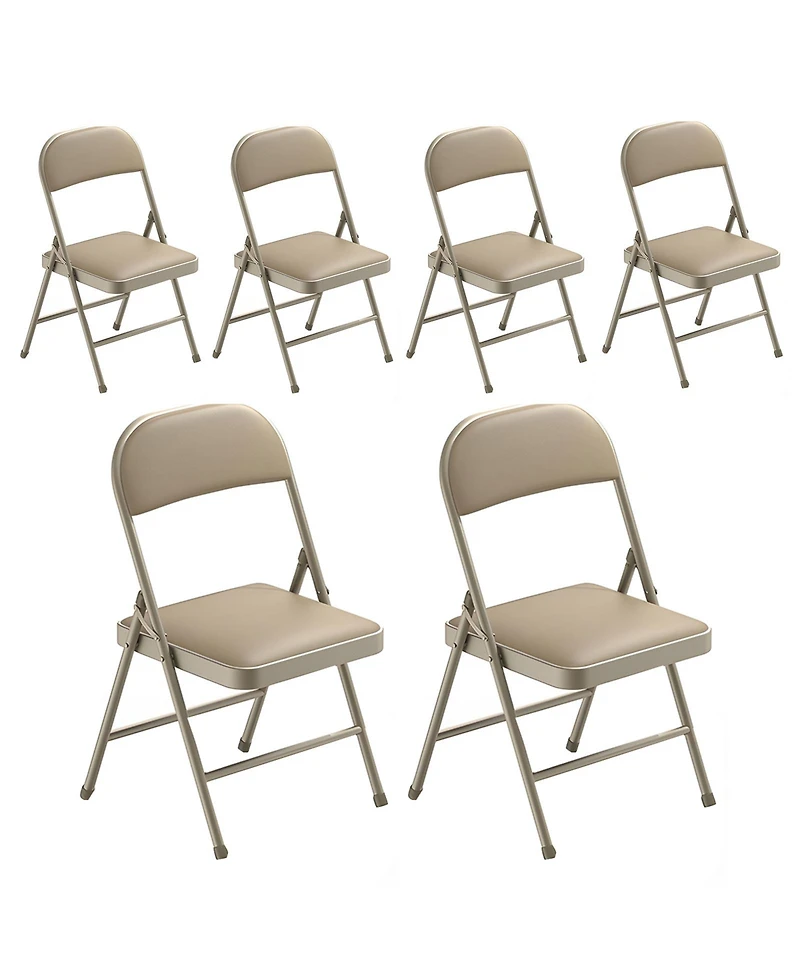 Sugift Outdoor/Indoor Vinyl Padded Folding Dining Chair (Set of 6)