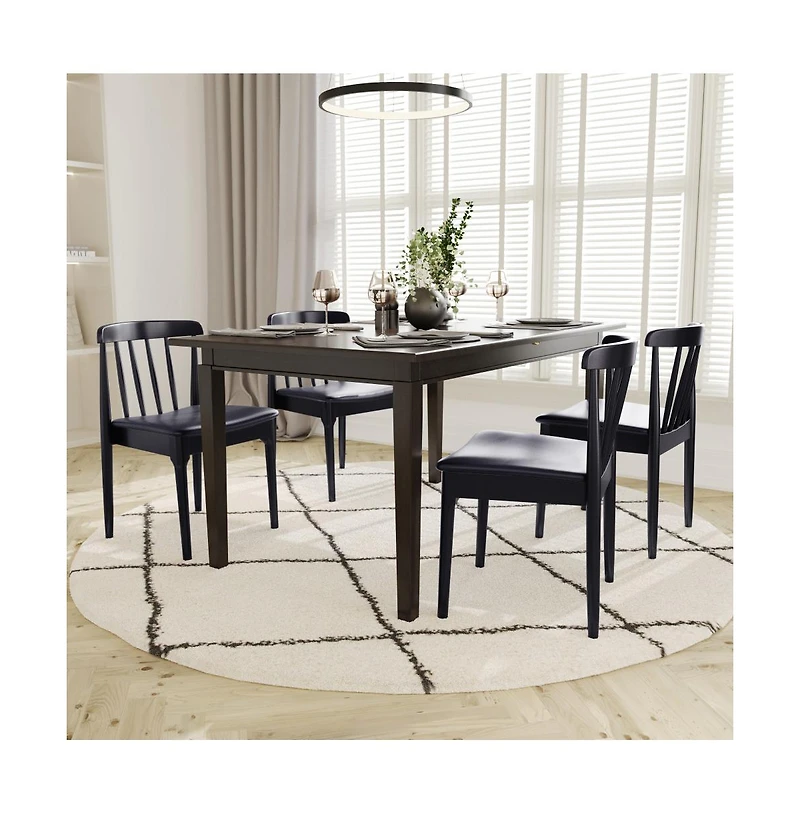 Emma+Oliver Charlize Set Of 2 Solid Wood Dining Chairs With Spindle Backrests And Vinyl Seats