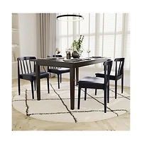Emma+Oliver Charlize Set Of 2 Solid Wood Dining Chairs With Spindle Backrests And Vinyl Seats