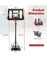 Slickblue 4.25-10 Feet Adjustable Basketball Hoop System with 44 Inch Backboard-a