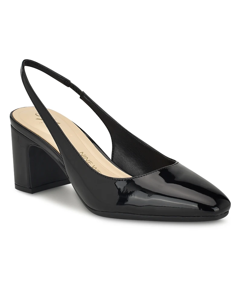 Nine West Women's Sinead 9X9 Block Heel Slingback Dress Pumps - Black