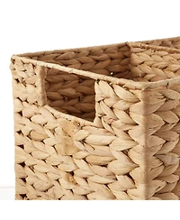 Casafield Stair Basket with Handles, Natural - Woven Water Hyacinth Staircase Step Organizer Bin - Natural