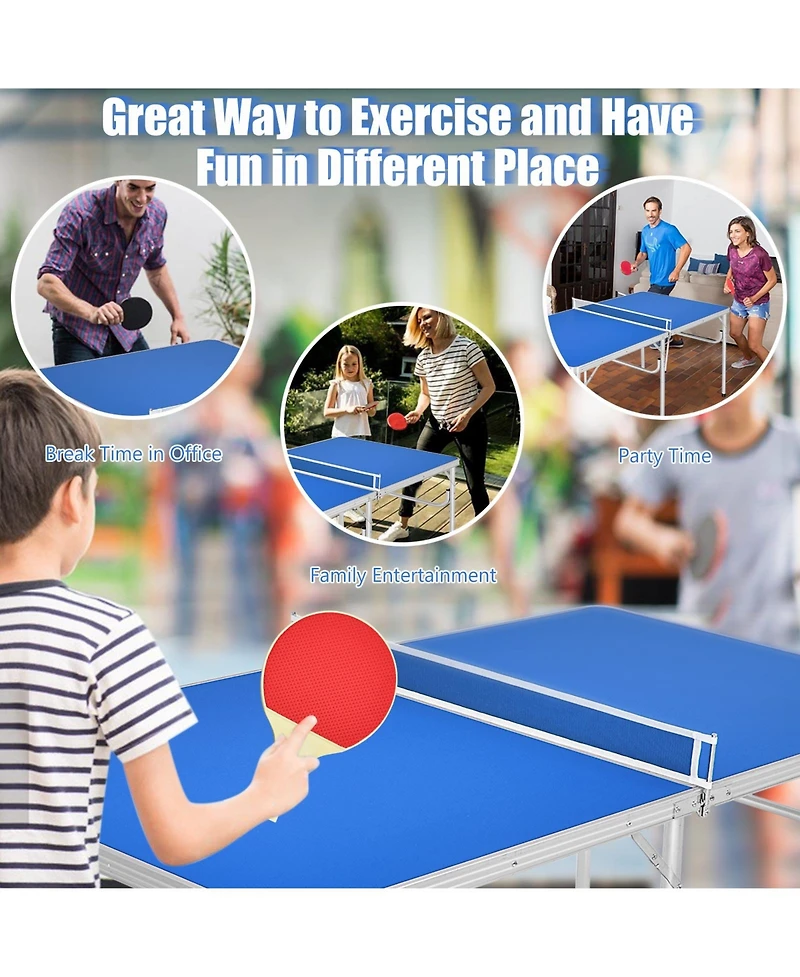 Slickblue 60 Inch Portable Tennis Ping Pong Folding Table with Accessories