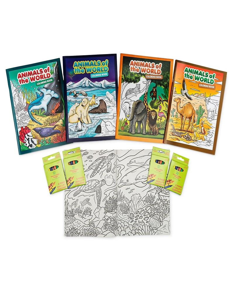Montrose Colors Three Little Twigs Animals Of The World Coloring Books Bundle