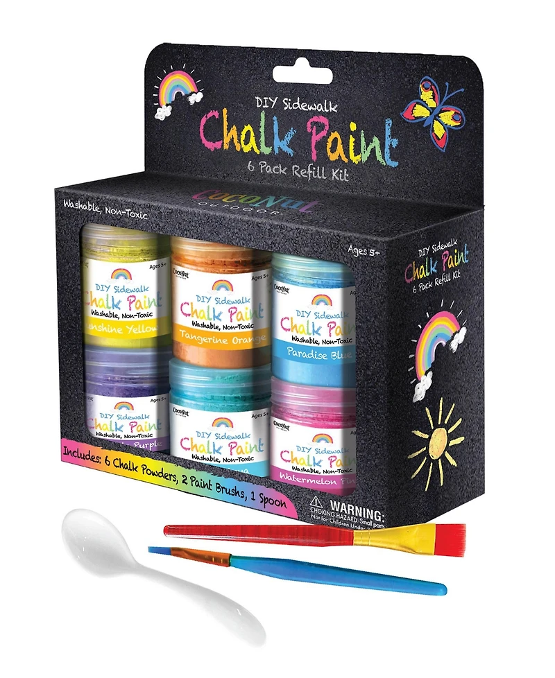 CocoNut Outdoor Chalk Paint Set Diy Sidewalk Chalk Kit 6pk Refill