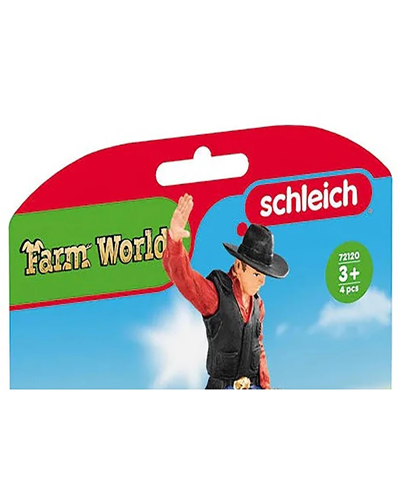 Schleich Farm World Cowboy With Bull Figure Playset