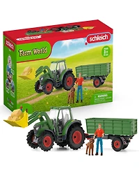 Schleich Farm World Tractor With Trailer Figurine Playset