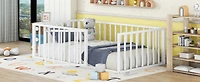 Streamdale Twin Metal Floor Bed Frame with Fence and Door, White