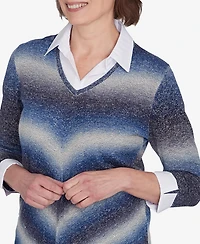 Alfred Dunner Classic Chevron Ombre Woven Sweater
