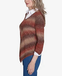 Alfred Dunner Classic Chevron Ombre Woven Sweater