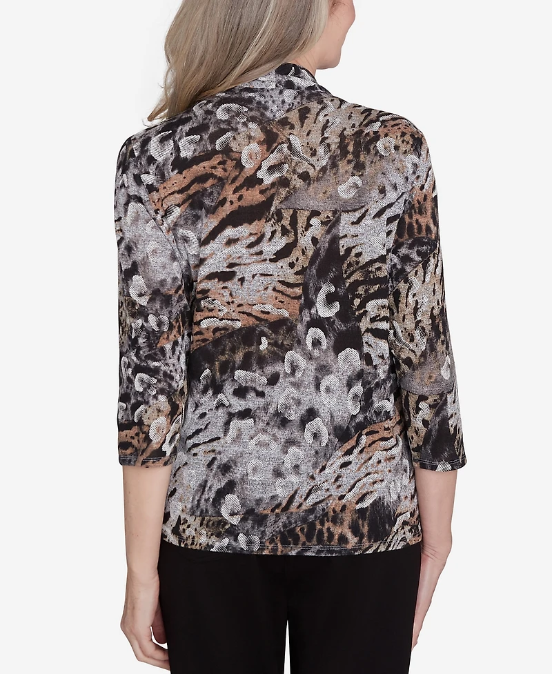 Alfred Dunner Classic Animal Melange Two in One Top