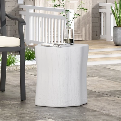 Streamdale Lightweight Concrete Side Table with Charming Tree Stump Design