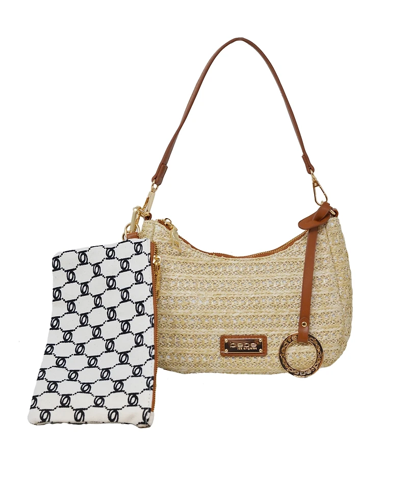 Bebe Eva Straw Small Shoulder Bag