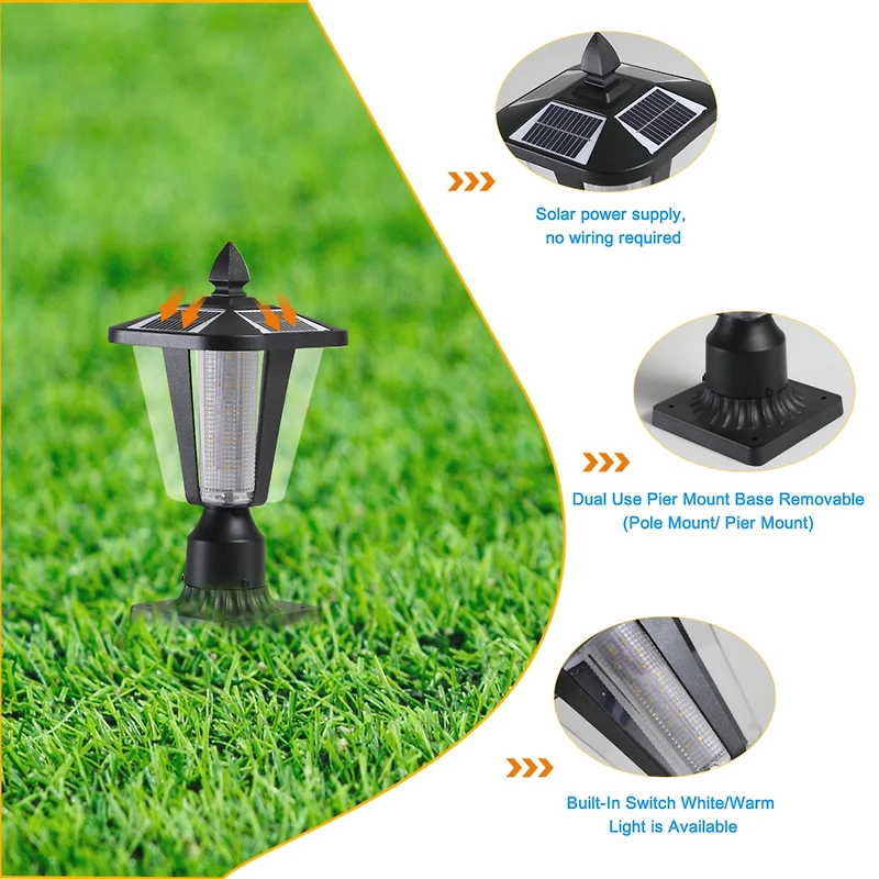 Streamdale Furniture Solar Column Headlights With Dimmable Led(2 Pack)