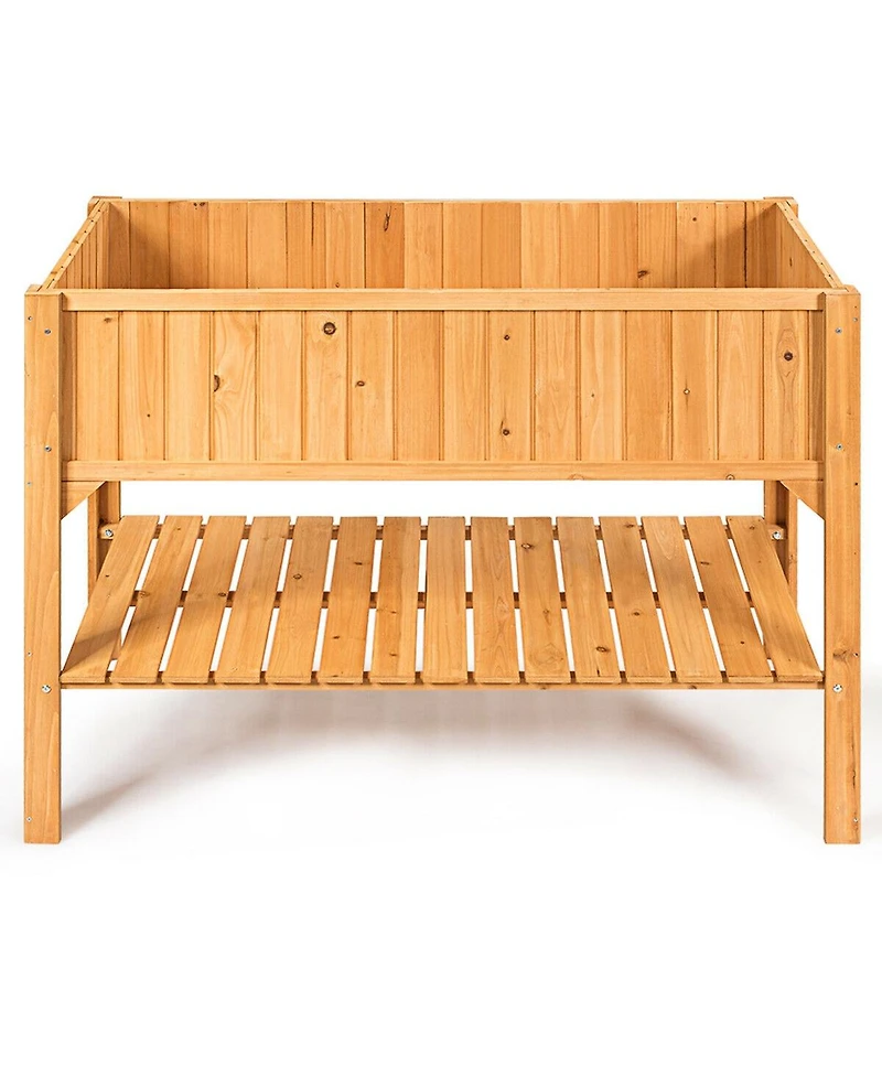 Sugift Wooden Elevated Planter Box Shelf Suitable for Garden Use