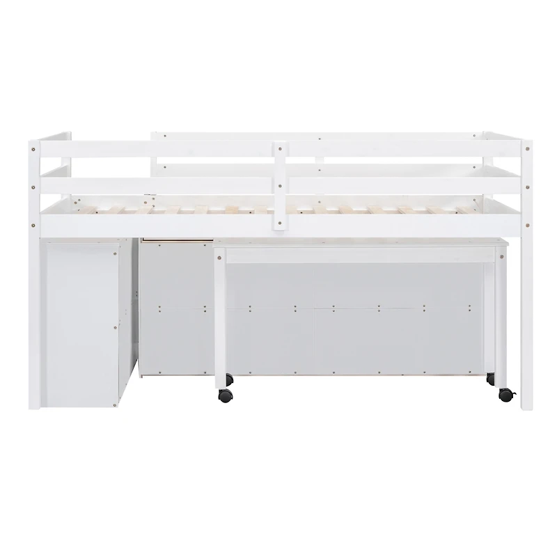 Streamdale Loft Bed with Retractable Desk and Drawers