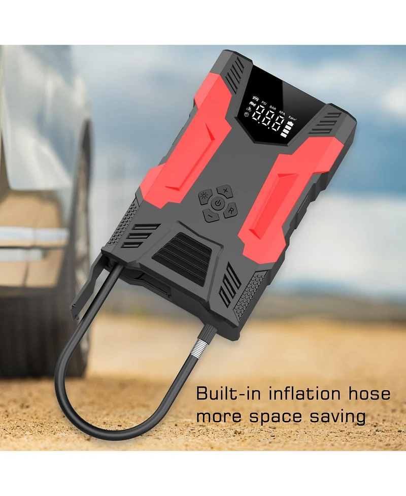 Alpha Digital Car Jump Start & 150PSI Tire Inflator: 3000A Peak- 7L Gas/5L Diesel