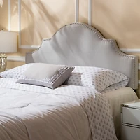 Simplie Fun Elegant Camel Back Upholstered Headboard with Nailhead Trim