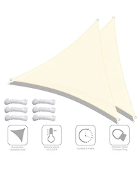 2 Pack 20 Ft 97% Uv Block Triangle Sun Shade Sail Canopy Cover Net Outdoor Patio