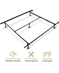 Clara Clark Heavy Duty 5 Lag Adjustable Steel Bed Base With Center Support - Universal Full & Queen