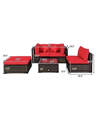 Costway 5PCS Outdoor Patio Rattan Furniture Set Sectional Conversation