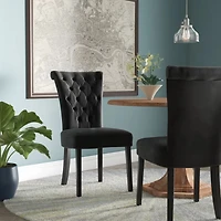 Simplie Fun Elegant Tufted Flared Black Velvet Dining Chairs (Set of 2)