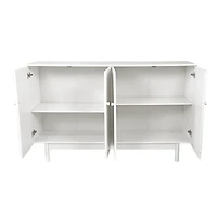 Simplie Fun Durable White Storage Cabinet with Adjustable Shelf and Solid Wood Pulls