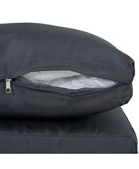 Streamdale Outdoor Pe Brown Wicker 2seats Sofa with Grey Cushion and Table Set