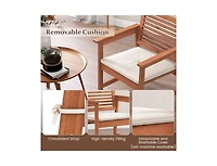 Slickblue Set of 2 Patio Solid Wood Dining Chairs with Cushions and Slatted Seat