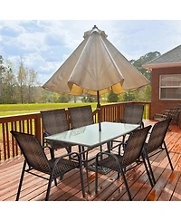 Gymax 12PCS Outdoor Pe Wicker Stacking Dining Chairs Patio Arm Mix Grey