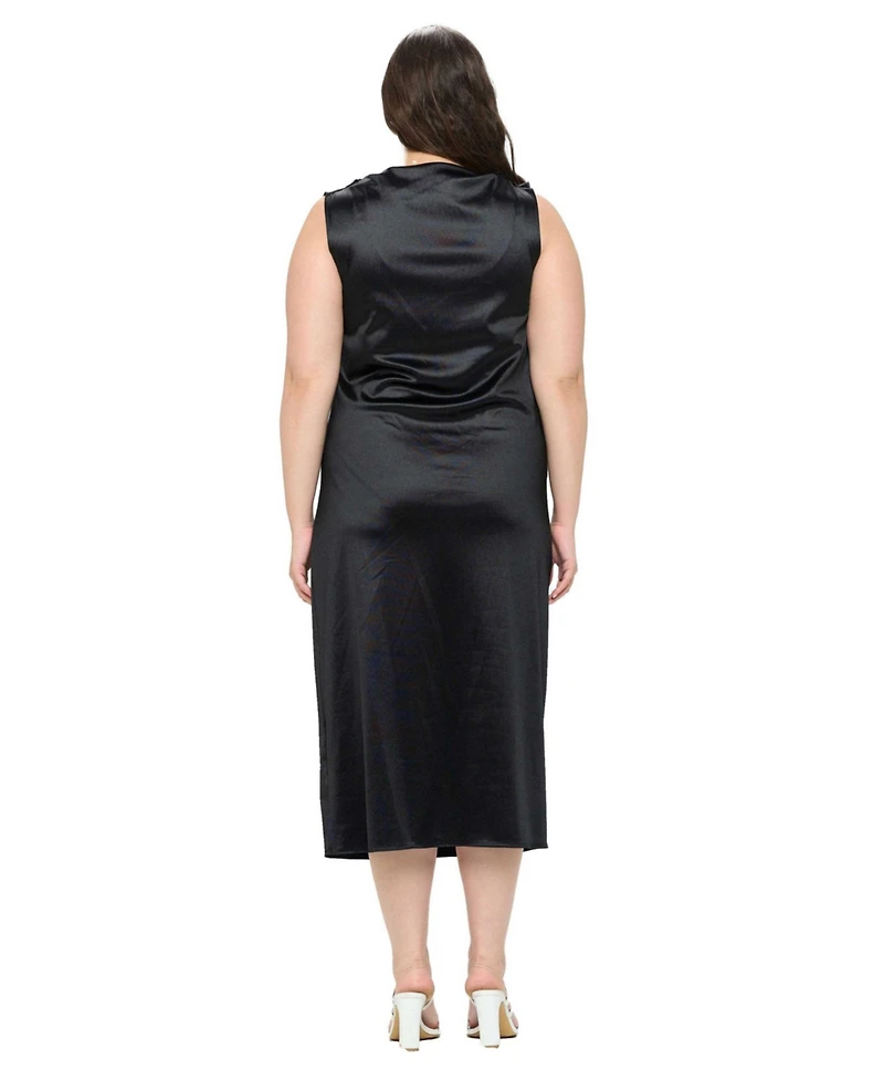 L I V D Plus Size Topanga Satin Stretch Cowl Dress