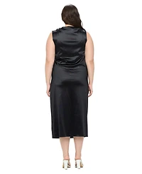 L I V D Plus Size Topanga Satin Stretch Cowl Dress