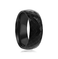 Metallo High Polished Diamond-Cut Faceted Tungsten Ring - Black Plated