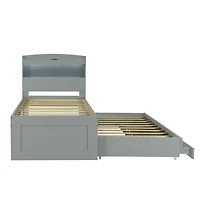Streamdale Twin Xl Bed w/ Led Headboard, Storage, Trundle, Drawers