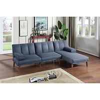 Simplie Fun Color Polyfiber Adjustable Chaise Bed Living Room Solid Wood Legs Plush Couch
