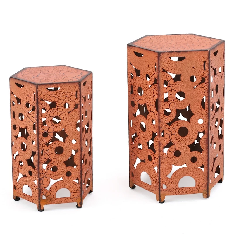 Streamdale Intricate Fleur-de-Lis Accent Table Set Large & Small