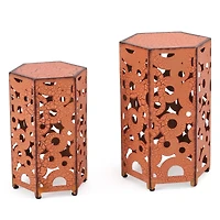 Streamdale Intricate Fleur-de-Lis Accent Table Set Large & Small