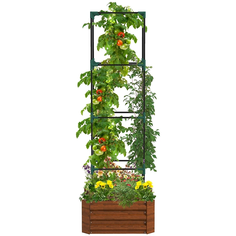 Streamdale Furniture Galvanized Steel Raised Planter with Trellis for Tomatoes