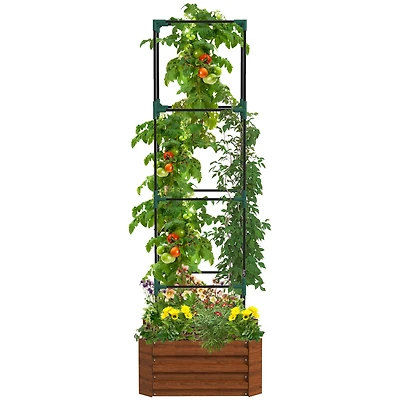 Streamdale Furniture Galvanized Steel Raised Planter with Trellis for Tomatoes