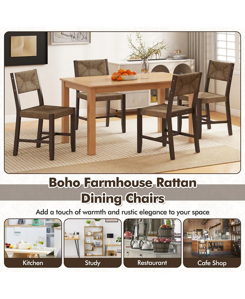 Wooden Dining Chair Set of 2 for Kitchen Dining Room-Brown