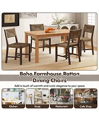 Wooden Dining Chair Set of 2 for Kitchen Dining Room-Brown