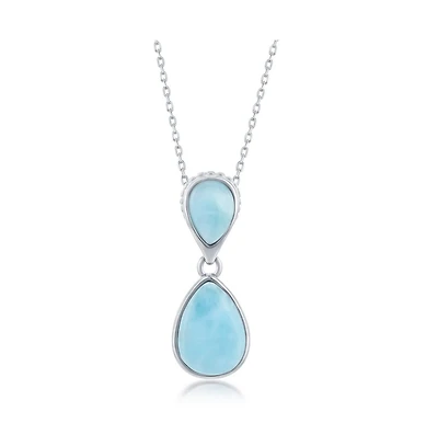 Caribbean Treasures Sterling Silver Double Larimar Pendant