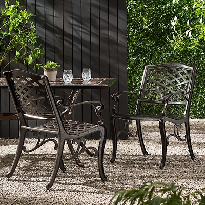 Streamdale Elegant Dining Chairs with Aluminum and Floral Accents