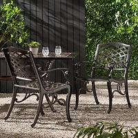Streamdale Elegant Dining Chairs with Aluminum and Floral Accents
