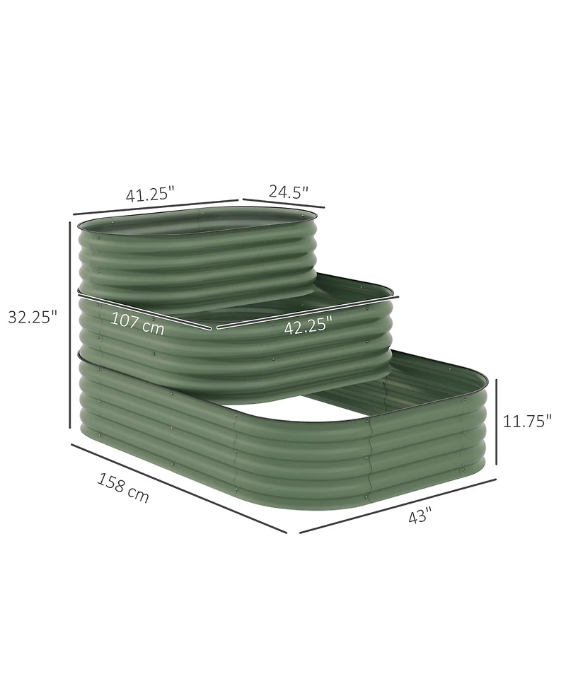 Streamdale Furniture 3-Tier Galvanized Raised Garden Bed with Bottomless Design and Safety Edging