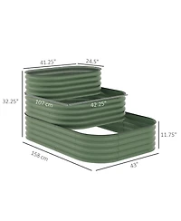 Streamdale Furniture 3-Tier Galvanized Raised Garden Bed with Bottomless Design and Safety Edging