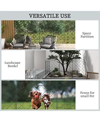 Decorative Black Wire Grid Garden Fence Panels with Arches and Rings